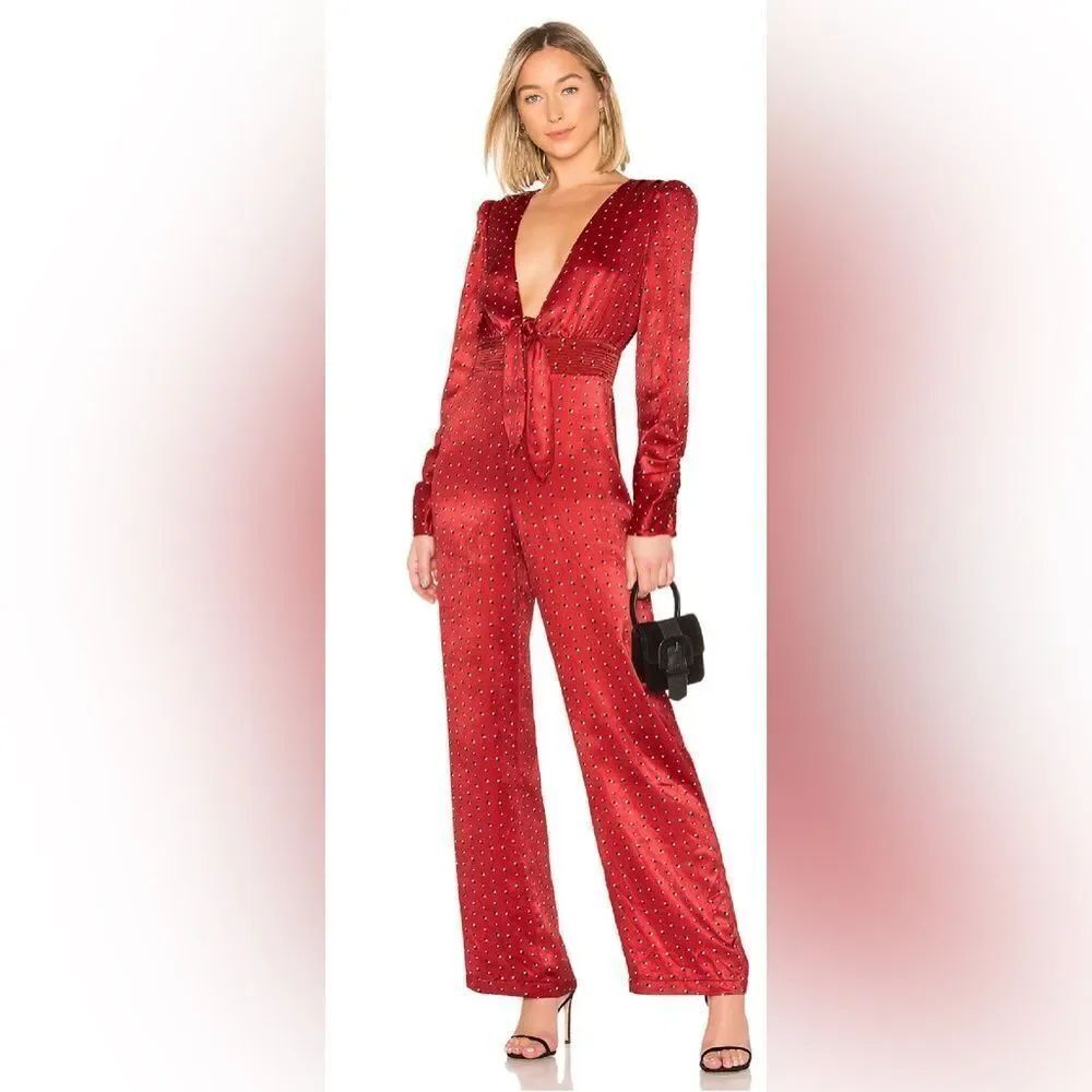 House of Harlow x Revolve Vera Silk Jumpsuit sa2